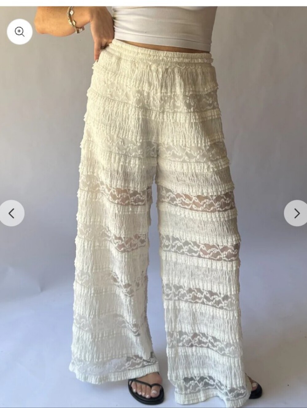 Trendy For Summer L8ter Beige lined wide leg Lace size large Pants